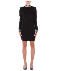 Blugirl Blumarine - Schwarzes Kleid Mit Knopfleiste Und Strassdetails - Lyst