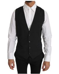 Dolce & Gabbana - Kostuums ,Zwart ,Wol Grijze Wol Formele Slim Fit Vest - Lyst