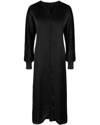 Envelope - Kleedjes ,Zwart ,Rayon Zwarte Maxi Jurk Met Knoopdetails - Lyst