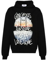 MSGM - Hoodies & Sweatvesten ,Zwart ,Katoen Hoodies Zwart Katoenen Sweatshirts - Lyst