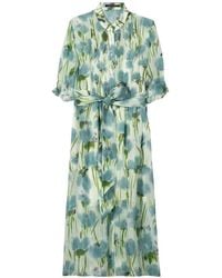 Luisa Cerano - Ramie En Lyocell Jurk Met Bloemenprint - Lyst