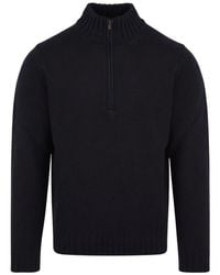 FILIPPO DE LAURENTIIS - Truien & Vesten ,Blauw ,Wol Trui Met Halve Rits En Lange Mouwen - Lyst