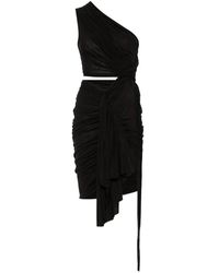 Rick Owens - Schwarzes drapiertes kleid mit gesammelter drehung - Lyst