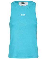 MSGM - Geborduurde Geribbelde Tanktop - Lyst