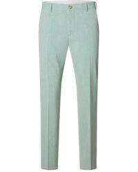 SELECTED - Broeken ,Groen ,Leer Liam Slim Flex Broeken - Lyst