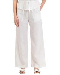 Kocca - Broeken ,Wit ,Katoen High-Waisted Wide Leg Broeken - Lyst