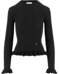 Patou - Truien & Vesten ,Zwart ,Wol Slim-Fit Merinowol Trui - Lyst