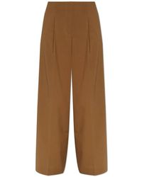 Lacoste - Broeken ,Bruin ,Katoen Runway Wide Fit Wool Blend Pants - Lyst