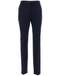 Max Mara - Broeken ,Blauw ,Leer Slim-Fit Broek - Lyst