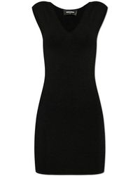 DSquared² - Kleedjes ,Zwart ,Polyester V-Hals Jurk - Lyst