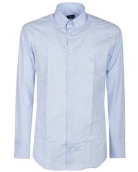 Etro - Overhemden ,Blauw ,Katoen Logo Button Down Lange Mouwen Overhemd - Lyst