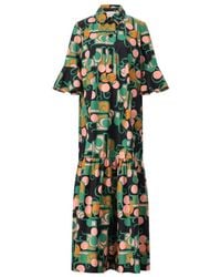 La DoubleJ - Kleedjes ,Veelkleurig ,Retro Maxi Jurk Met Flowy Ruffles - Lyst