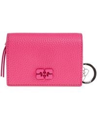 Ganni - Accessoires ,Roze ,Portemonnee Met Logo - Lyst