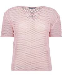 Prada - Tops ,Roze ,Katoen Katoenen Mesh Top Lente-Zomer Collectie - Lyst