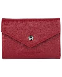 Lancaster - Accessoires ,Rood ,Leer Leren Kaarthouder Met Drukknoopsluiting - Lyst
