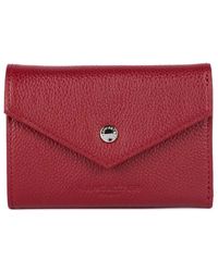 Lancaster - Accessoires ,Rood ,Leer Leren Kaarthouder Met Drukknoopsluiting - Lyst