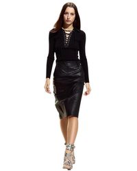 Cynthia Rowley - London Leder Midi Rock - Lyst