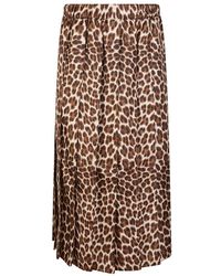 P.A.R.O.S.H. - P.A.R.O..H. ,Rokken ,Bruin ,Luipaardprint Zijden Twill Plooirok - Lyst