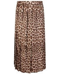 P.A.R.O.S.H. - P.A.R.O..H. ,Rokken ,Bruin ,Luipaardprint Zijden Twill Plooirok - Lyst