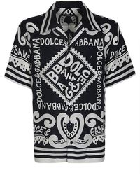 Dolce & Gabbana - Camicia in seta con stampa logo e colletto classico - Lyst