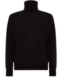 Alpha Studio - Merino rollkragenpullover mit lederpatches - Lyst