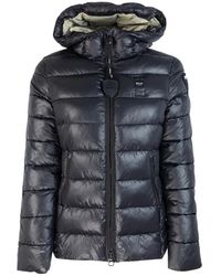 Blauer - Jassen ,Zwart ,Nylon Zwarte Jas Met Ruitpatroon - Lyst