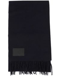 Hogan - Blauwe Sjaal Met Franjes En Logo - Lyst