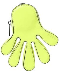 MSGM - Accessoires ,Geel ,Leer Neon Gele Handvormige Portemonnee - Lyst