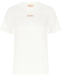 Marni - Tops ,Wit ,Katoen Casual Katoenen T-Shirt Voor Mannen - Lyst