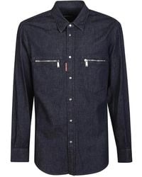 DSquared² - Regular Fit Denim Biker Overhemd Van Katoen, Geschikt Voor Natte En Droge Reiniging - Lyst