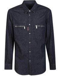DSquared² - Regular Fit Denim Biker Overhemd Van Katoen, Geschikt Voor Natte En Droge Reiniging - Lyst