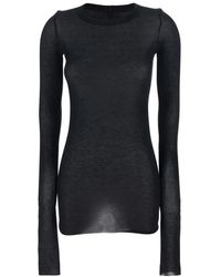 Rick Owens - Geribbelde T-Shirt Met Lange Mouwen - Lyst