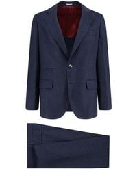 Brunello Cucinelli - Kostuums ,Blauw ,Wol Single Breasted Suit - Lyst