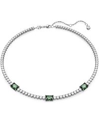 Swarovski - Accessoires ,Grijs Matrix Tennis Ketting Groen Gerhodineerd 5666168 - Lyst