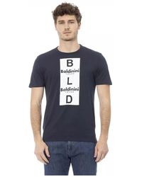 Baldinini - Blaues baumwoll-t-shirt mit frontdruck - Lyst