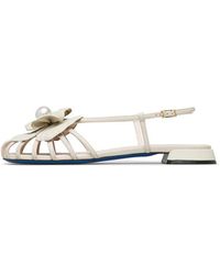 Loriblu - Flower Decorated Flat Nappa Leather Sandalen - Lyst