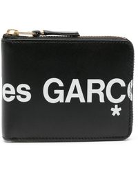 Comme des Garçons - Logo-print leder geldbörse schwarz - Lyst