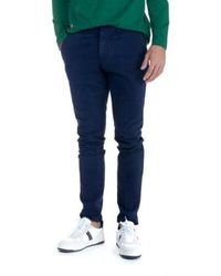 Harmont & Blaine - Broeken ,Blauw ,Katoen Canvas Chino Skinny Broek - Lyst