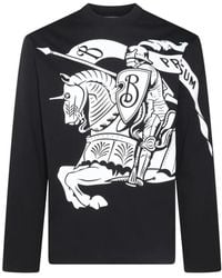 Burberry - Tops ,Zwart ,Katoen Zwart Katoenen T-Shirt Met Logo Print - Lyst