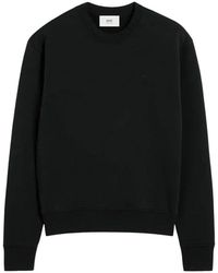 Ami Paris - Hoodies & Sweatvesten ,Zwart ,Katoen Zwart Hart Sweatshirt Loopback Katoenen Fleece - Lyst