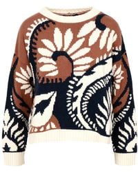 Weekend by Maxmara - Truien & Vesten ,Veelkleurig ,Katoen Trui Van Katoen Met Patroon En Ronde Hals - Lyst