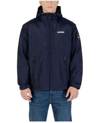 Napapijri - Jassen ,Blauw ,Moderne Winterjas Met Capuchon - Lyst