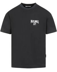 Palm Angels - Dunkelgraues baumwoll city gewaschenes t-shirt - Lyst
