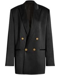 Alberta Ferretti - Jassen ,Zwart ,Satijn Glanzende Satijnen Double-Breasted Jas - Lyst