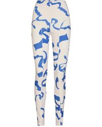 REMAIN Birger Christensen - Broeken ,Veelkleurig ,Polyester Blauwe Kwaststreek Leggings - Lyst