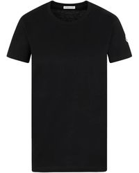 Moncler - Tops ,Zwart ,Katoen Katoenen T-Shirt - Lyst