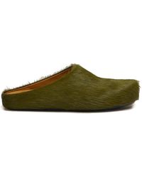 Marni - Groene Ponyhuid Instap Sandalen - Lyst