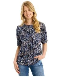 iN FRONT - Blaue Feminine Bluse Mit 1/2 Ärmeln - Lyst