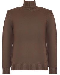 Eleventy - Brauner Wollpullover Mit Schildkrötenhals - Lyst
