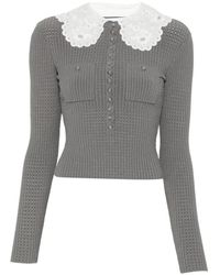 Self-Portrait - Ronde Hals Gebreide Top - Lyst
